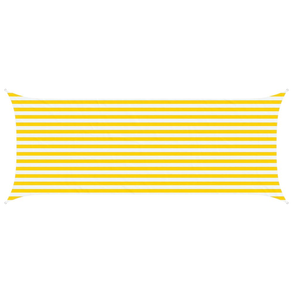 Voile d'ombre jaune et blanc 2 x 5 m 100 % polyester oxford