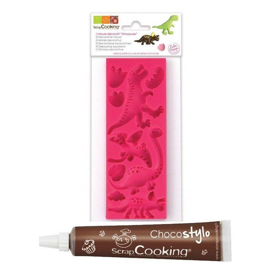 Moule pâte à sucre dinosaures + 1 stylo chocolat