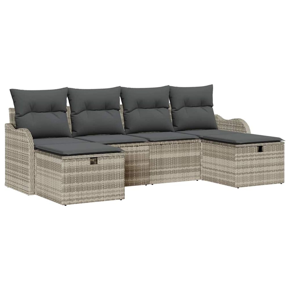 Ensemble de canapé de jardin 6 pc gris clair polyrotin