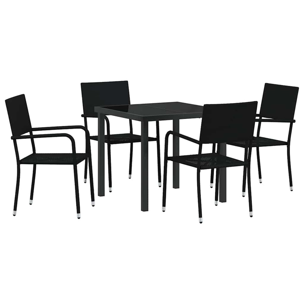 Ensemble de salle à manger pour jardin 5 pcs noir polyrotin