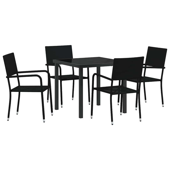 Ensemble de salle à manger pour jardin 5 pcs noir polyrotin