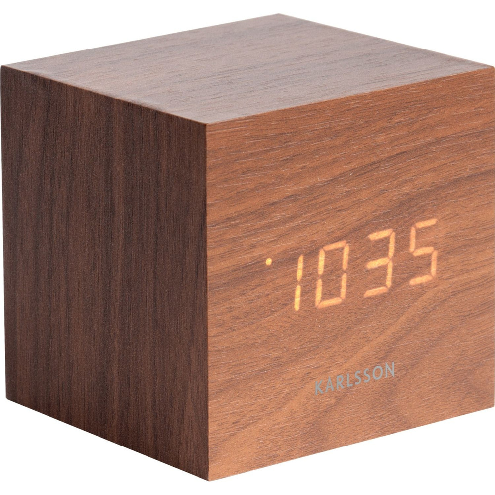 Réveil en bois carré cube bois foncé