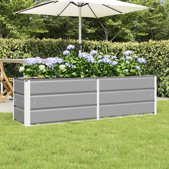 Grande jardinière rectangulaire acier bac à fleurs extérieur 160x40x45 cm gris clair