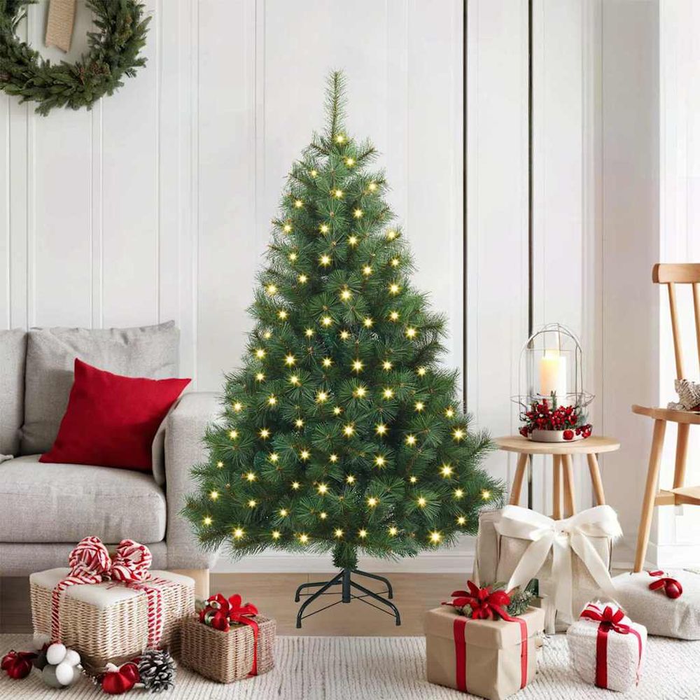 Sapin de noël artificiel pe/pvc avec 150 led usb pour intérieur vert 120 cm