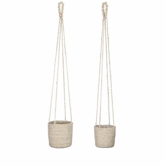 Mica decorations atlantic panier à plantes - lot de 2 - h16 x ø16 cm - crème