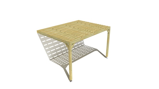 Pergola bois • 4m x 3m • adossée • sens profondeur • platelage bois • livraison comprise