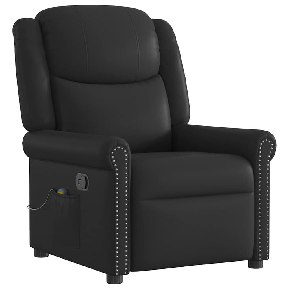 Fauteuil de massage noir similicuir brillant