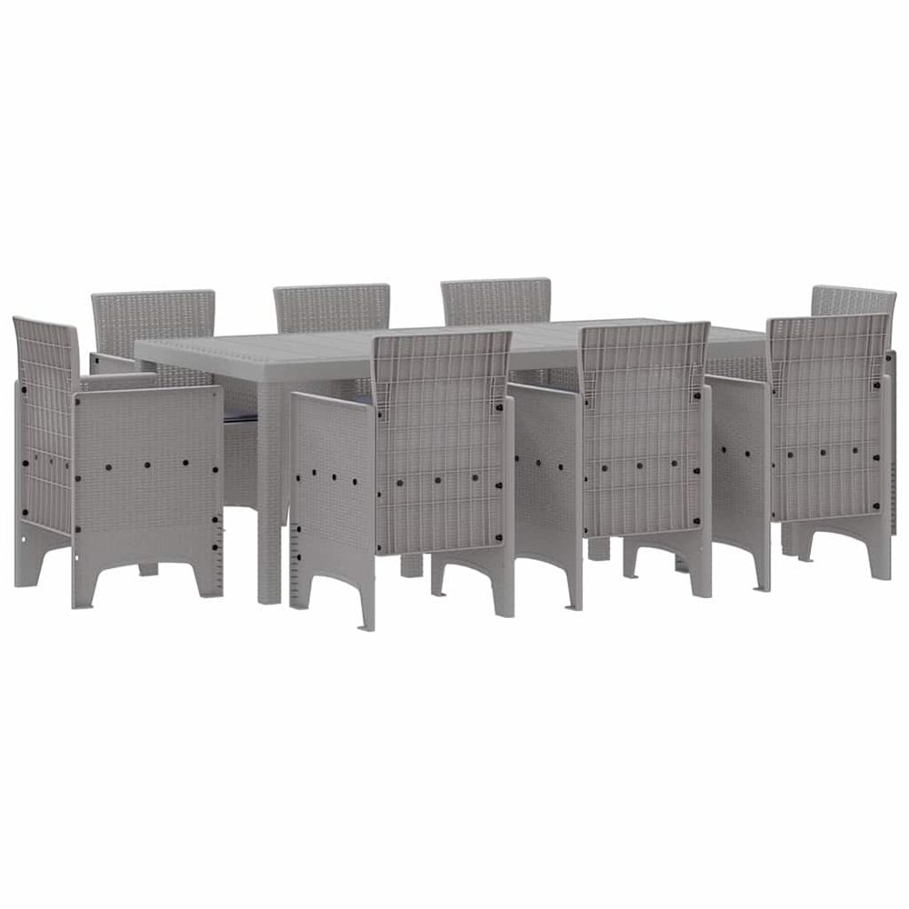 Ensemble de salle à manger pour jardin 9 pc gris clair