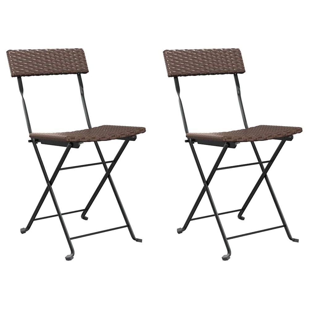 Chaises pliantes (lot de 2) en polyrotin marron et acier
