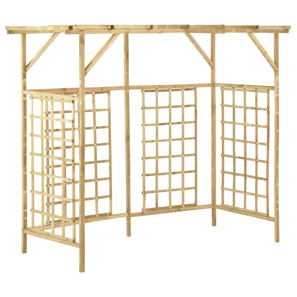 Pergola de jardin pour poubelles triples bois de pin imprégné