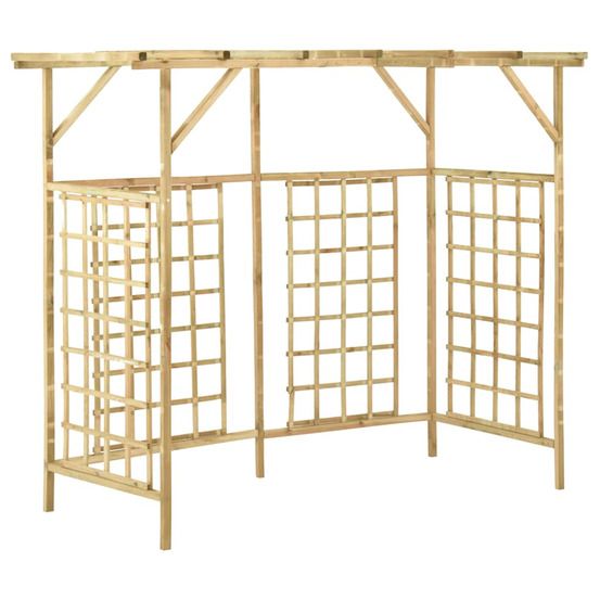 Pergola de jardin pour poubelles triples bois de pin imprégné