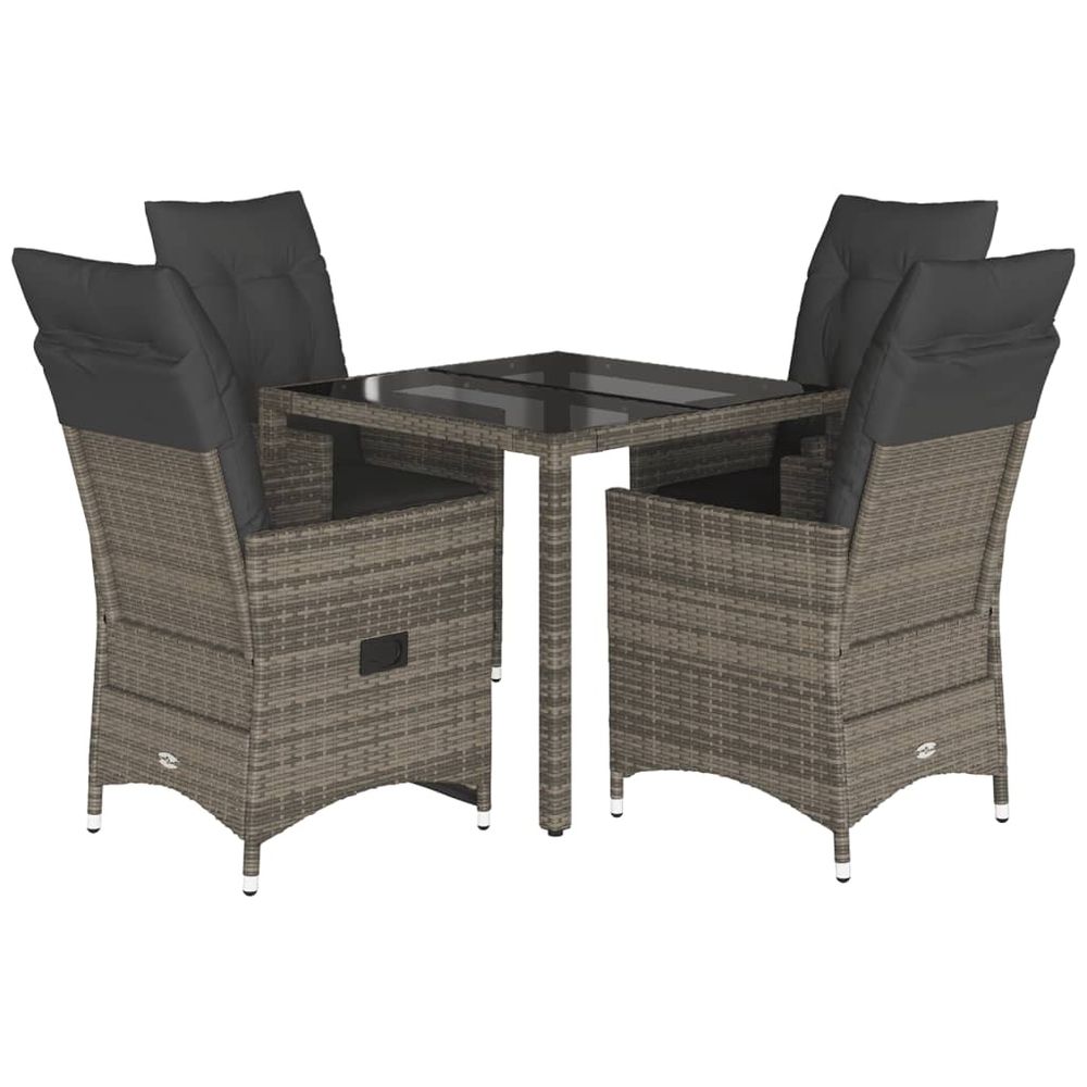 Ensemble à manger de jardin 5 pcs coussins gris résine tressée