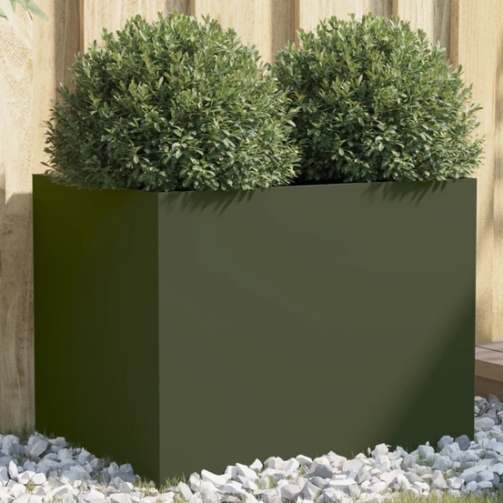 Jardinière vert olive 62x47x46 cm acier