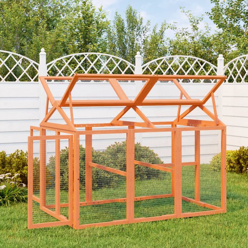 Enclos jardin bois pin massif petits animaux parc plein air 141x94x104cm marron