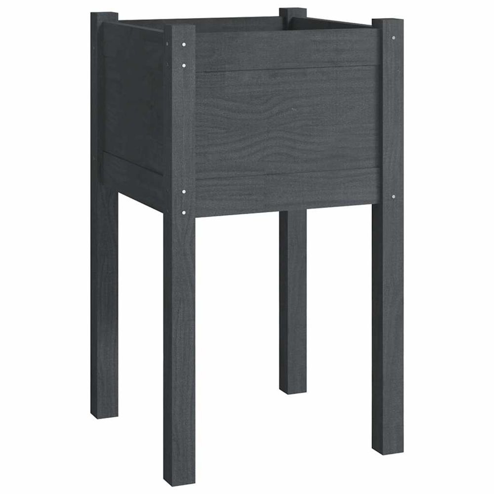 Jardinière d'extérieur d'extérieur gris 40x40x70 cm bois de pin massif
