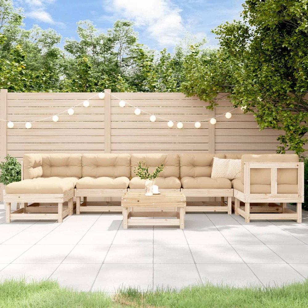 Salon de jardin 8 pcs bois de pin massif
