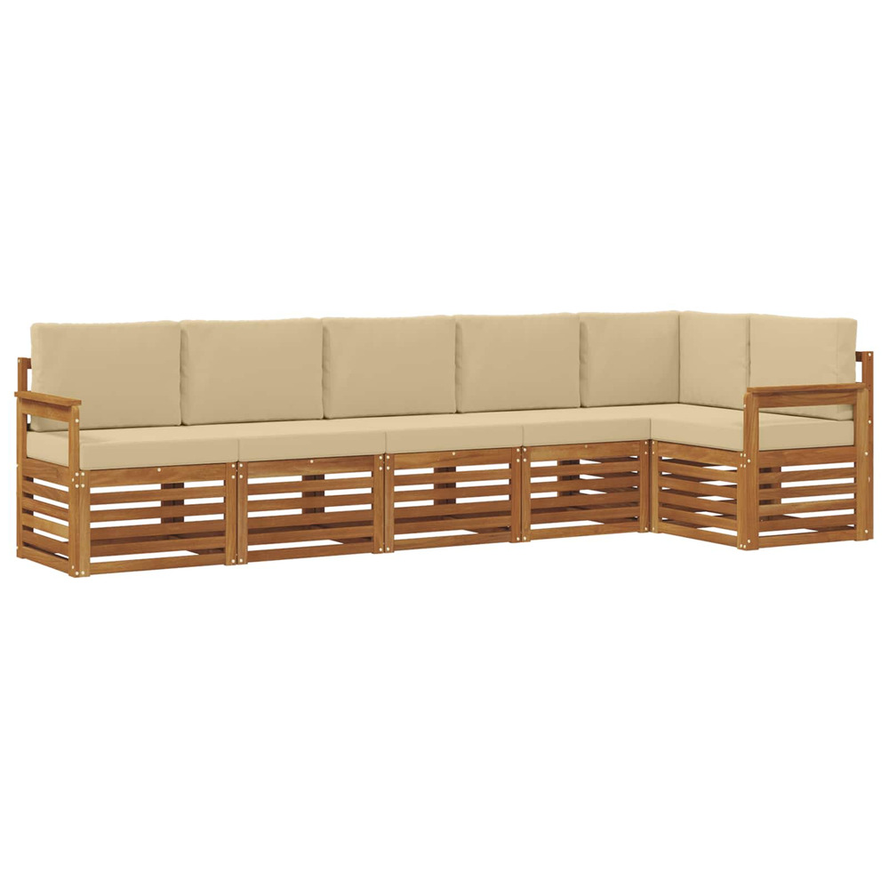 Ensemble de canapé d'angle avec coussin 6 pcs naturel et beige