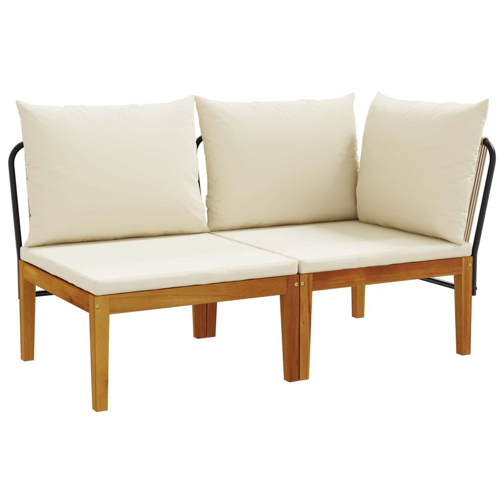 2 pc ensemble de salon de jardin avec coussins naturel