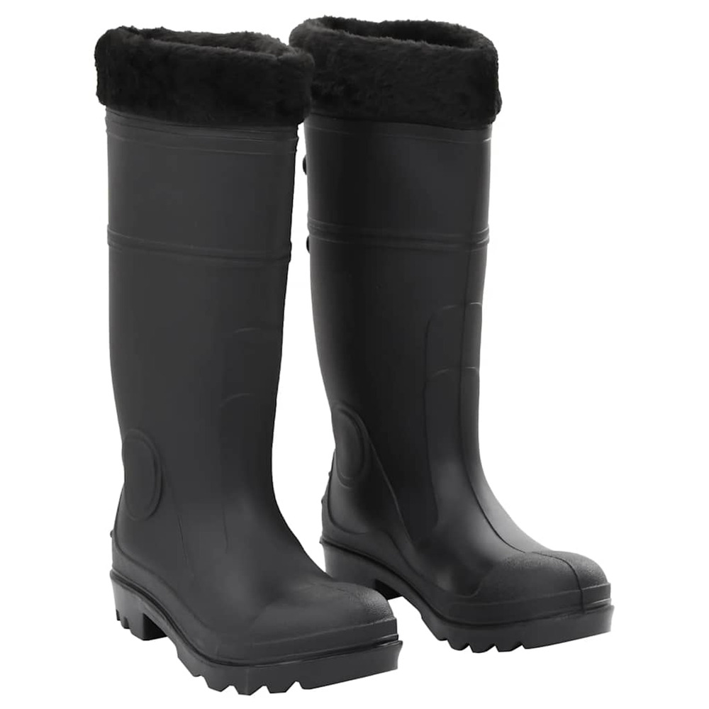 Bottes de pluie avec chaussettes amovibles noir taille 40 pvc