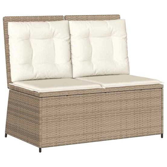 Banc de jardin avec coussin beige poly rotin