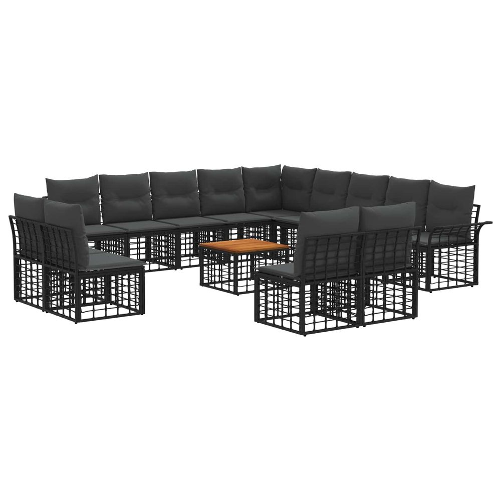 Ensemble de canapés d'extérieur 14 pc noir et gris foncé
