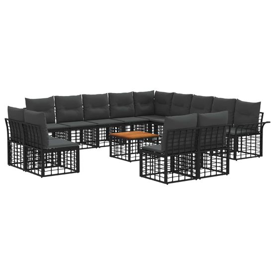 Ensemble de canapés d'extérieur 14 pc noir et gris foncé