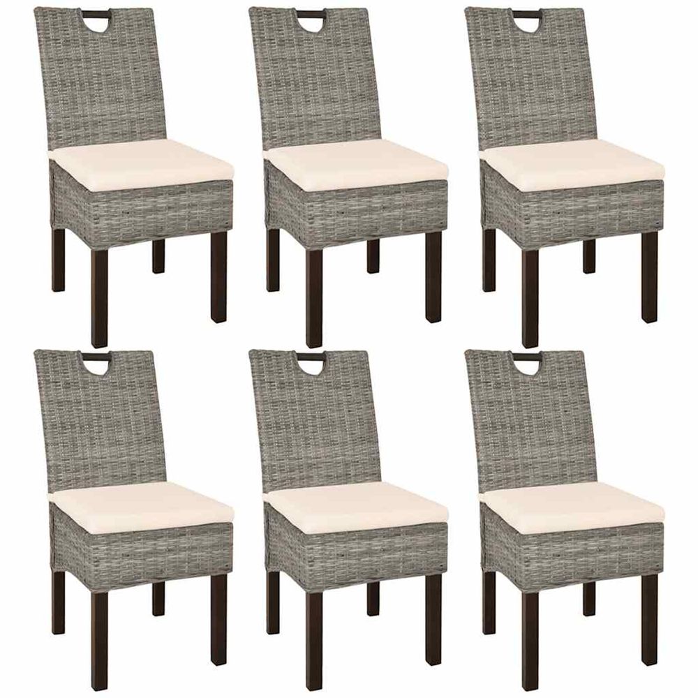 Chaises à manger lot de 6 rotin kubu bois de manguier