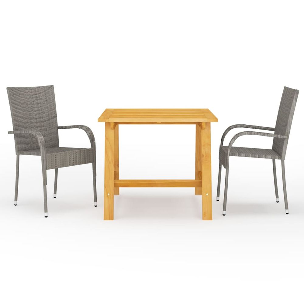 Ensemble à manger de jardin 3 pcs gris