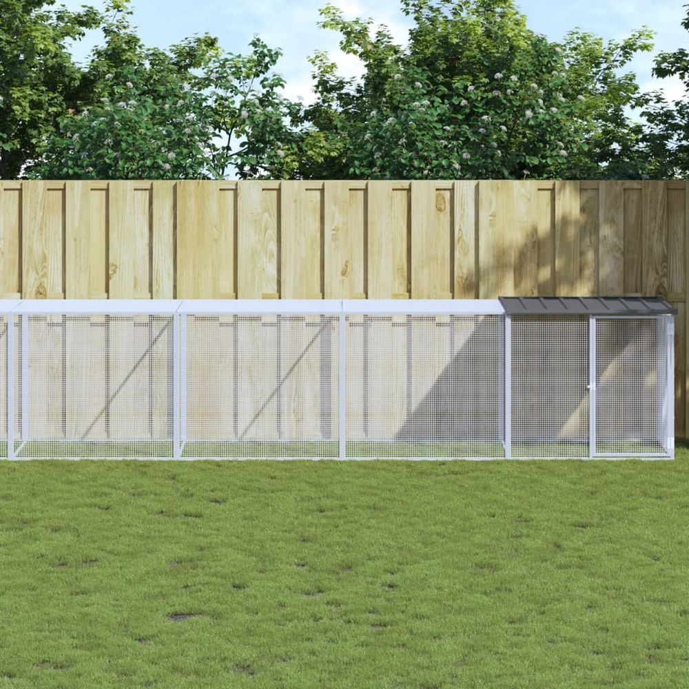 Poulailler avec toit acier galvanisé volaille extérieur parc couvert 803x98x90cm anthracite
