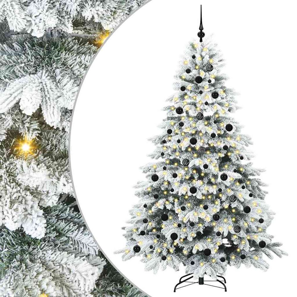 Sapin de noël aspect naturel 2.10m, pack décoration complet avec 120 boules & 300 led