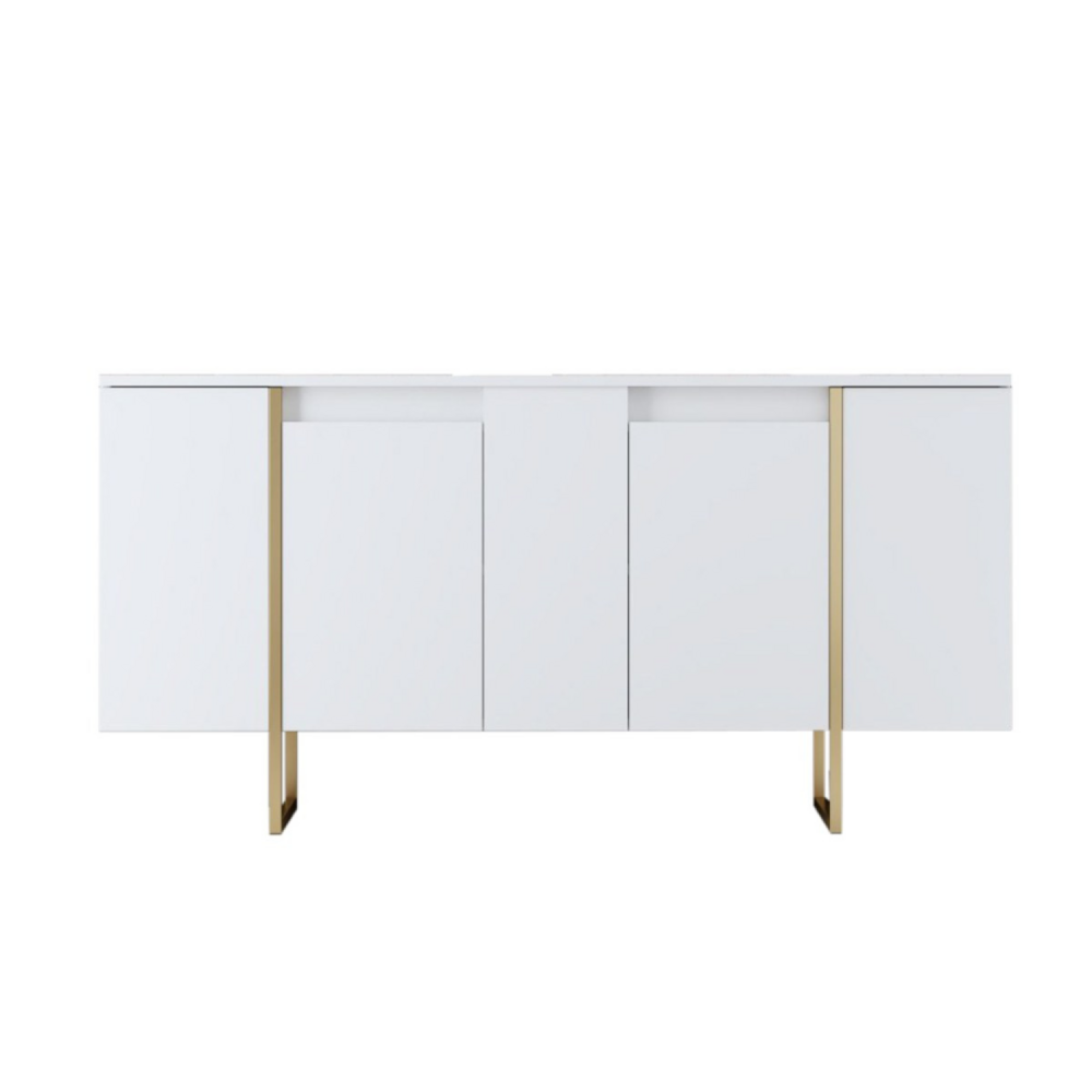 Buffet design blanc et or 160 cm - 4 portes luxor