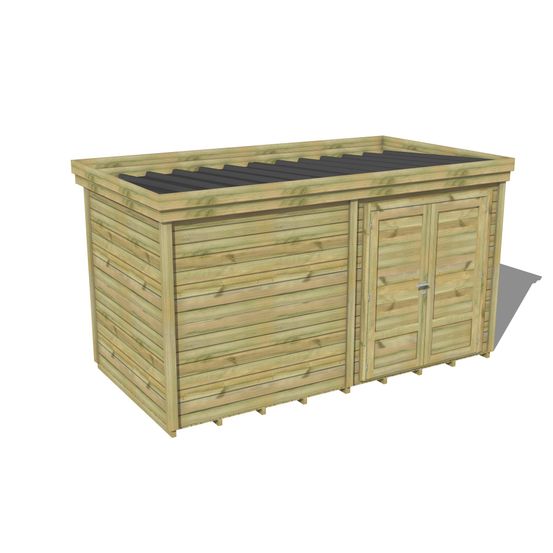 Abri de jardin bois pin traité autoclave 27mm - 4,695x2,14m / 10m2 - bac acier - plancher bois
