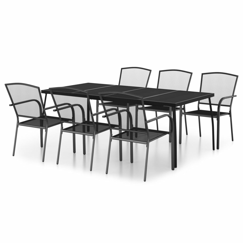 Ensemble à manger de jardin 7 pcs anthracite acier