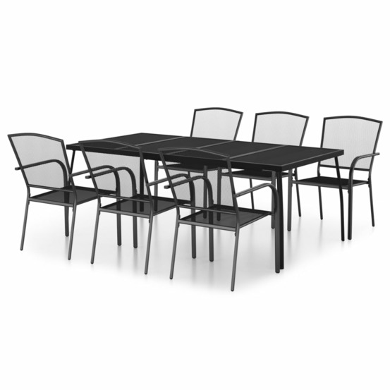 Ensemble à manger de jardin 7 pcs anthracite acier