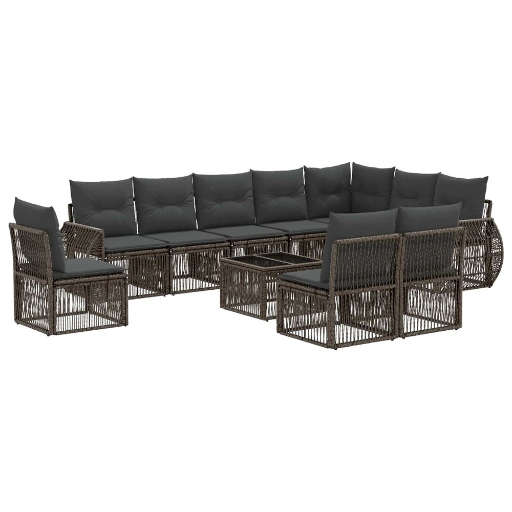 Ensemble de canapé de jardin 11 pc gris et gris foncé polyrotin