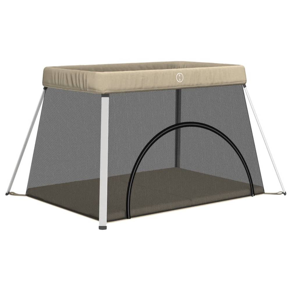 Parc pour bébé avec matelas taupe tissu de lin