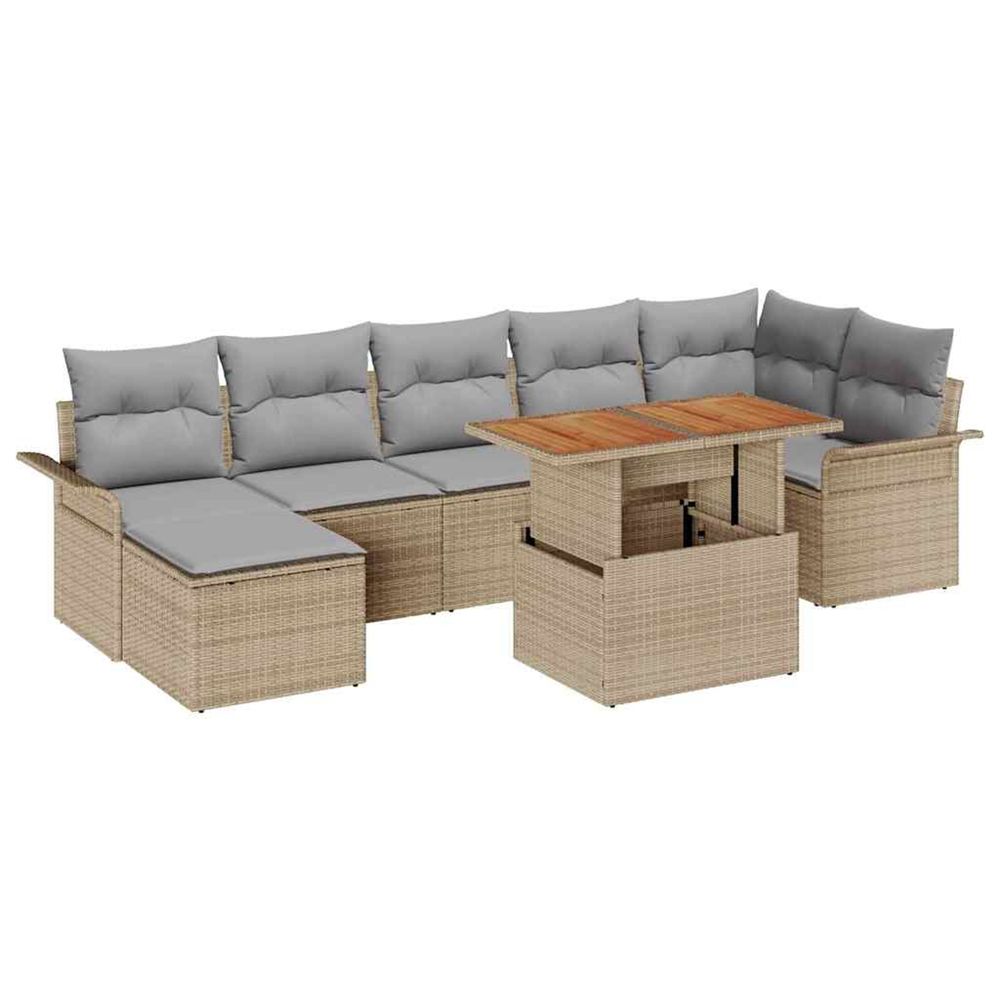 Ensemble de canapé de jardin 8 pc beige poly rotin