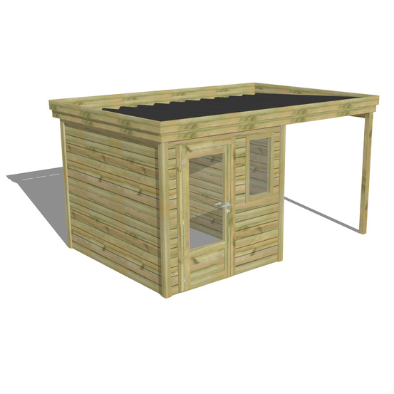 Abri de jardin bois pin traité autoclave 27mm - 4,14x2,64m / 11m2 - bac acier - abri français