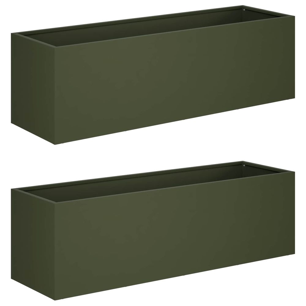 Cache-pot de jardin 2 pc vert olive 80 x 30 x 30 cm