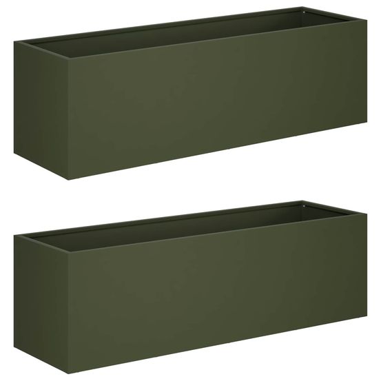 Cache-pot de jardin 2 pc vert olive 80 x 30 x 30 cm