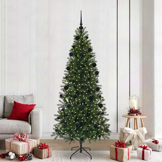 Sapin de noël géant 210cm pré-décoré et lumineux 300 led pour salon