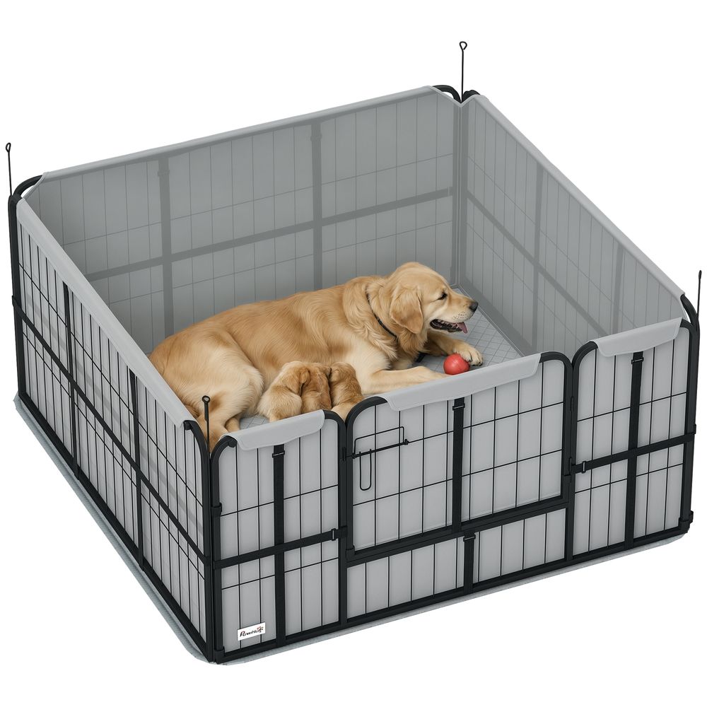 Caisse mise bas chien acier intérieur évolutif tapis lavable 122x122cm noir