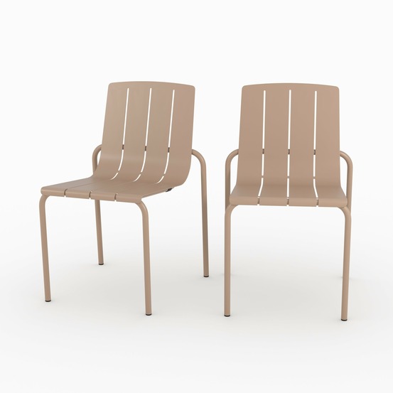 Suna-lot de 2 chaises de jardin en métal taupe