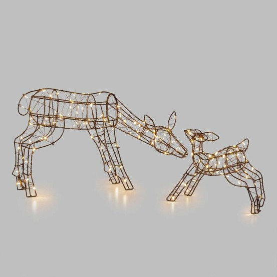 Renne avec faon lumineux noir extérieur h25cm 150 micro led blanc chaud