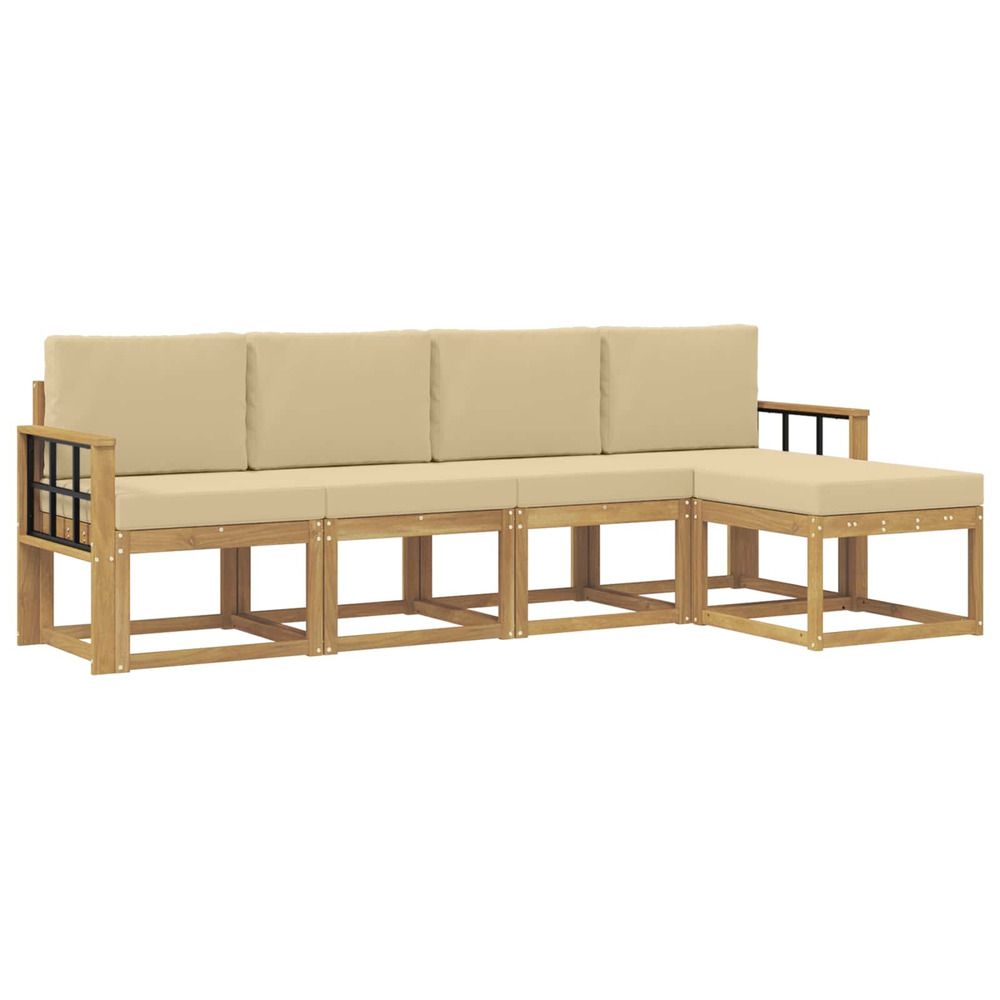 Ensemble de canapés d'extérieur 5 pc blanc et beige