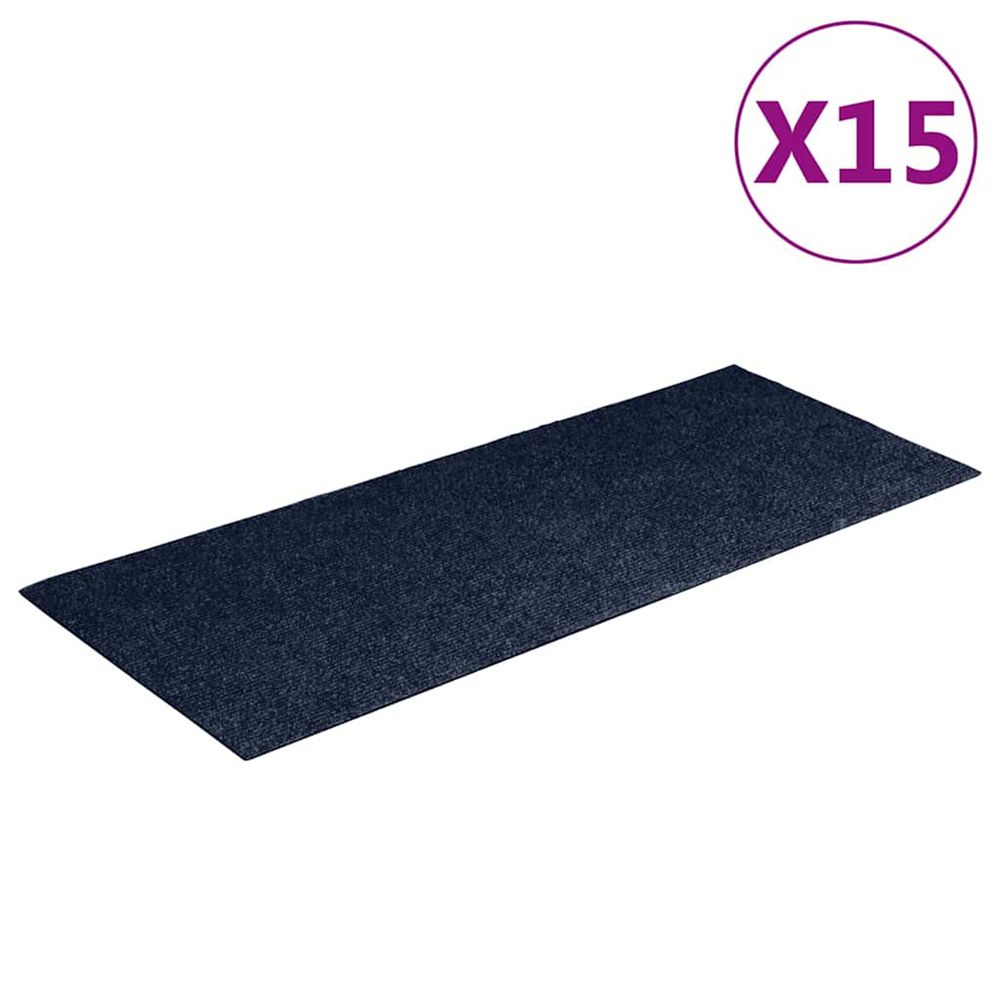 Tapis d'escalier autocollants 15 pièces 60 x 25 cm bleu marine rectangulaire