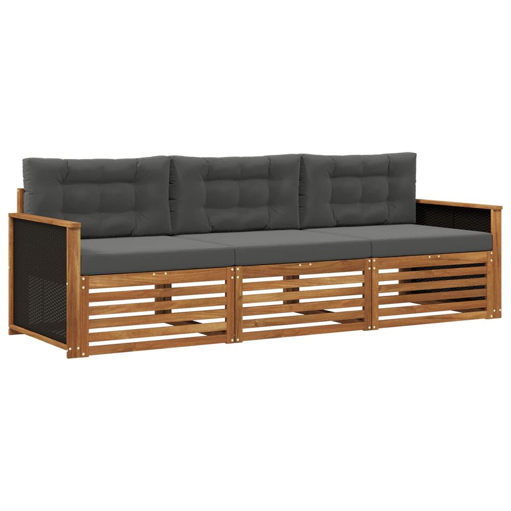 Ensemble de canapés d'extérieur 3 pc naturel et anthracite
