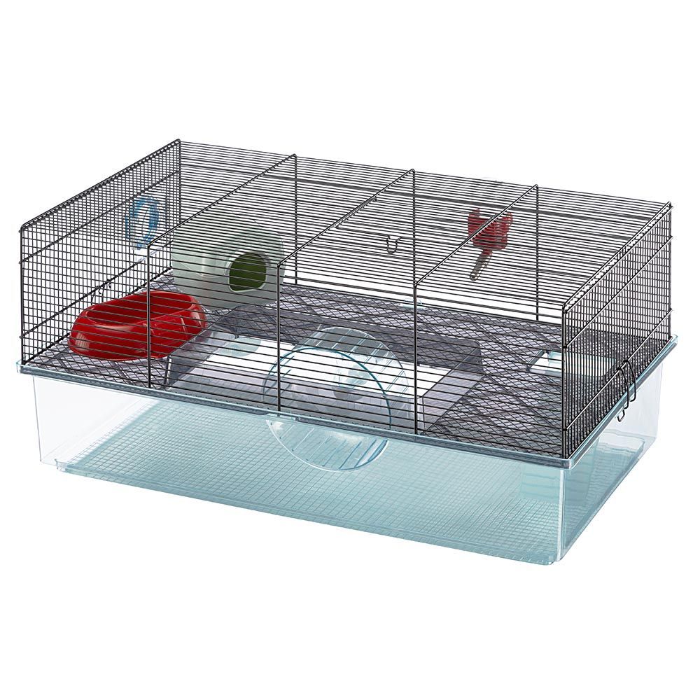Ferplast cage pour hamsters favola, maisonnette pour petits rongeurs, plastique robuste et métal, 2 étages, accessoires inclus