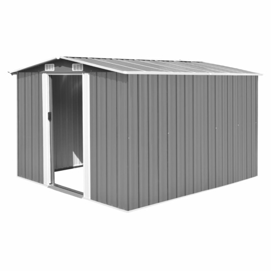 Abri de jardin cabane cabanon maison de stockage remise extérieur hangar outils robuste 257 x 298 x 178 cm métal gris 02_0022