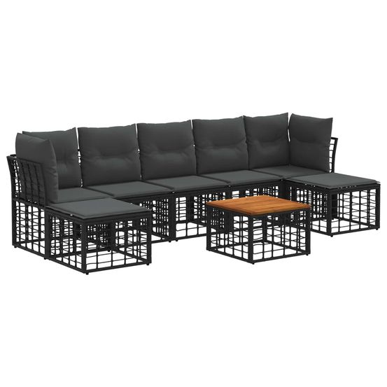 Ensemble de canapés d'extérieur 8 pc noir et gris foncé